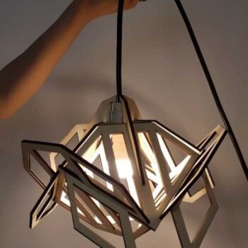 Intra απο ξύλο plywood 3mm-4mm πάχος - Γεωμετρικός λαμπτήρας Δίασταση 30x30 cm Intraeaxys-lop3qq31 - Image 4