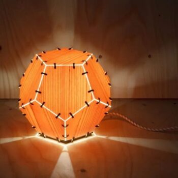 Intra απο ξύλο plywood 3mm-4mm πάχος - Φωτιστικό καπλαμά ξύλου Δωδεκάεδρου Δίασταση 30x30 cm Intraeaxys-ro6dqg27 - Image 3