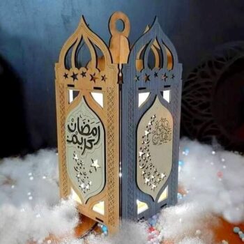 Intra απο ξύλο plywood 3mm-4mm πάχος - Φανάρι Ραμαζάνι Ξύλινοι Φανοί Δίασταση 30x30 cm Intraeaxys-51rrmm01 - Image 1