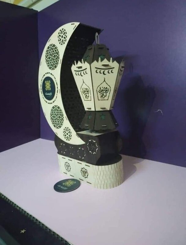 Intra απο ξύλο plywood 3mm-4mm πάχος - Φανάρι μισοφέγγαρου του Ραμαζανιού Δίασταση 30x30 cm Intraeaxys-zo9y0re7