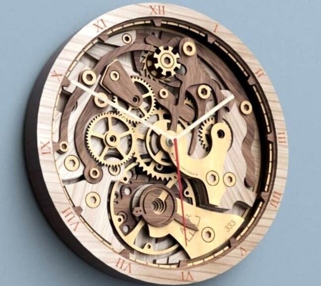 Intra απο ξύλο plywood 3mm-4mm πάχος - Ξύλινο ρολόι με στρώσεις Δίασταση 30x30 cm Intraeaxys-joedy391