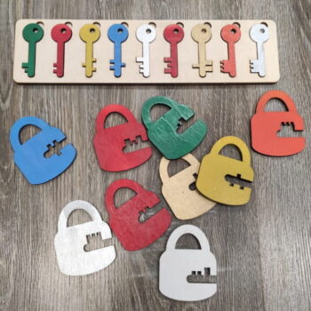 Intra απο ξύλο plywood 3mm-4mm πάχος - Κλειδαριά και κλειδί Παιδικό παιχνίδι Εκμάθησης Κλειδαριές Δίασταση 30x30 cm Intraeaxys-078ym55o - Image 1