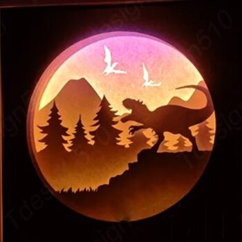 Intra απο ξύλο plywood 3mm-4mm πάχος - Χάρτινο Κουτί σκιών Light Box Dinosaurs Δίασταση 30x30 cm Intraeaxys-eo0q2v01 - Image 1