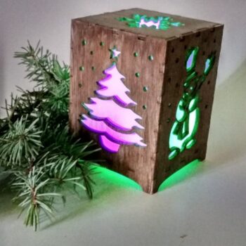 Intra απο ξύλο plywood 3mm-4mm πάχος - Πρότυπο φωτιστικού κουτιού Χριστουγέννων νύχτας Δίασταση 30x30 cm Intraeaxys-51rr43d1 - Image 1