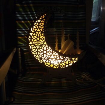 Intra απο ξύλο plywood 3mm-4mm πάχος - Πρότυπο φωτός νύχτας σελήνης λαμπτήρα Δίασταση 30x30 cm Intraeaxys-r7vm4m67 - Image 1