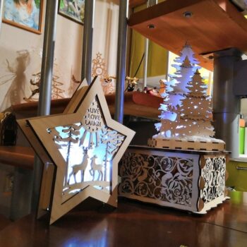 Intra απο ξύλο plywood 3mm-4mm πάχος - Πρότυπο λαμπτήρα σχήματος αστεριού νύχτας Δίασταση 30x30 cm Intraeaxys-6o3y0pr7 - Image 1