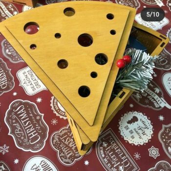 Intra απο ξύλο plywood 3mm-4mm πάχος - Ξύλινο κουτί σε σχήμα τυριού Δίασταση 30x30 cm Intraeaxys-91jd4p81 - Image 1