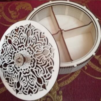 Intra απο ξύλο plywood 3mm-4mm πάχος - Καλάθι Στρογγυλό Κουτί από κόντρα πλακέ με θήκες Δίασταση 30x30 cm Intraeaxys-qommy5ko - Image 1