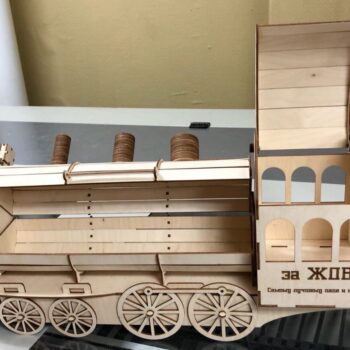 Intra απο ξύλο plywood 3mm-4mm πάχος - Κουτί δώρου Steam Train Δίασταση 30x30 cm Intraeaxys-m1d685x7 - Image 3