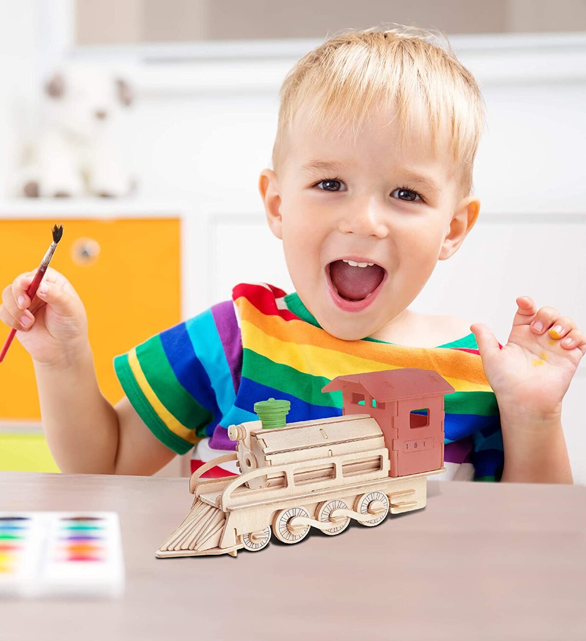 Intra απο ξύλο plywood 3mm-4mm πάχος - Steam Train 3D Woodcraft Kit Ξύλινο παζλ Δίασταση 30x30 cm Intraeaxys-voq2vpqo