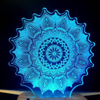 Intra απο ξύλο plywood 3mm-4mm πάχος - Λάμπα LED Mandala Night Light Δίασταση 30x30 cm Intraeaxys-eoxlwdxo - Image 1