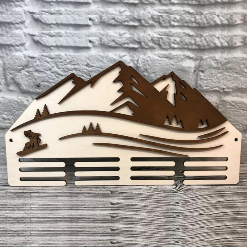 Intra απο ξύλο plywood 3mm-4mm πάχος - Οθόνη κρεμάστρας μεταλλίων σκι Δίασταση 30x30 cm Intraeaxys-67wl5x31