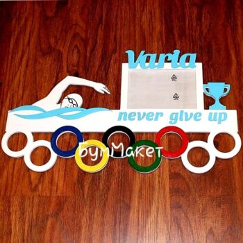 Intra απο ξύλο plywood 3mm-4mm πάχος - Κάτοχος μεταλλίου κολύμβησης Δίασταση 30x30 cm Intraeaxys-ro6yg637 - Image 1