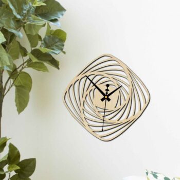 Intra απο ξύλο plywood 3mm-4mm πάχος - Σπειροειδές μοντέρνο ρολόι τοίχου Δίασταση 30x30 cm Intraeaxys-r1z2jql1 - Image 3