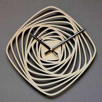 Intra απο ξύλο plywood 3mm-4mm πάχος - Σπειροειδές μοντέρνο ρολόι τοίχου Δίασταση 30x30 cm Intraeaxys-r1z2jql1 - Image 4