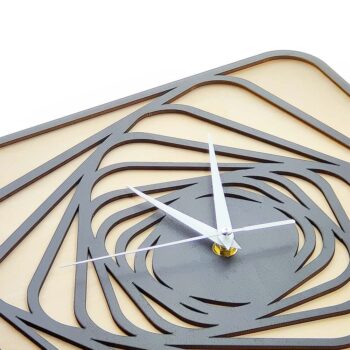 Intra απο ξύλο plywood 3mm-4mm πάχος - Ρολόι τοίχου Σπιράλ Τετράγωνο Ξύλο Ρουστίκ Δίασταση 30x30 cm Intraeaxys-075y2k3o - Image 4