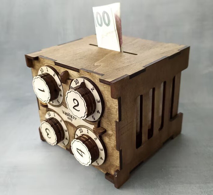 Intra απο ξύλο plywood 3mm-4mm πάχος - Χρηματοκιβώτιο με Κλείδωμα συνδυασμού Δίασταση 30x30 cm Intraeaxys-eo0q24w1