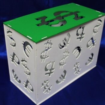 Intra απο ξύλο plywood 3mm-4mm πάχος - Piggy Bank Sign Dollar Δίασταση 30x30 cm Intraeaxys-yon02r27 - Image 1