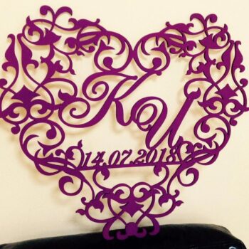 Intra απο ξύλο plywood 3mm-4mm πάχος - Διακοσμητικό Μονόγραμμα Γάμου Καρδιά Δίασταση 30x30 cm Intraeaxys-lopq6nx7 - Image 3