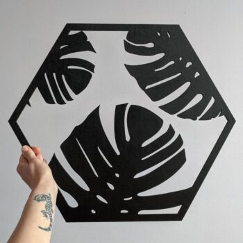 Intra απο ξύλο plywood 3mm-4mm πάχος - Διακόσμηση τοίχου με φύλλα Monstera Δίασταση 30x30 cm Intraeaxys-lopqjw67 - Image 1