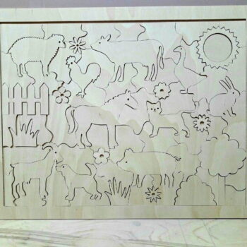 Intra απο ξύλο plywood 3mm-4mm πάχος - Ξύλινο παζλ με ζώα φάρμας για παιδιά Δίασταση 30x30 cm Intraeaxys-ro6ywp67 - Image 1