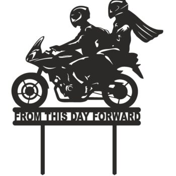 Intra απο ξύλο plywood 3mm-4mm πάχος - Μοτοσικλέτα Biker Topper Γαμήλιας Τούρτας Δίασταση 30x30 cm Intraeaxys-eo20x6m7 - Image 3