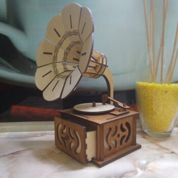 Intra απο ξύλο plywood 3mm-4mm πάχος - Τρισδιάστατο παζλ γραμμόφωνο Δίασταση 30x30 cm Intraeaxys-075y438o - Image 1