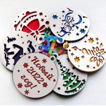 Intra απο ξύλο plywood 3mm-4mm πάχος - Χριστουγεννιάτικα στολίδια μπάλας Δίασταση 10x10 cm Intraeaxys-p7ym5e57 - Image 1