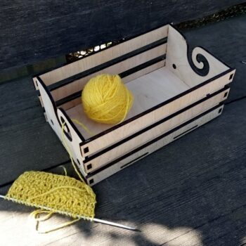 Intra απο ξύλο plywood 3mm-4mm πάχος - Ξύλινο νήμα κουτί με βελονάκι Πλεκτό κουτί αποθήκευσης νήμα Δίασταση 30x30 cm Intraeaxys-075ylwpo - Image 1