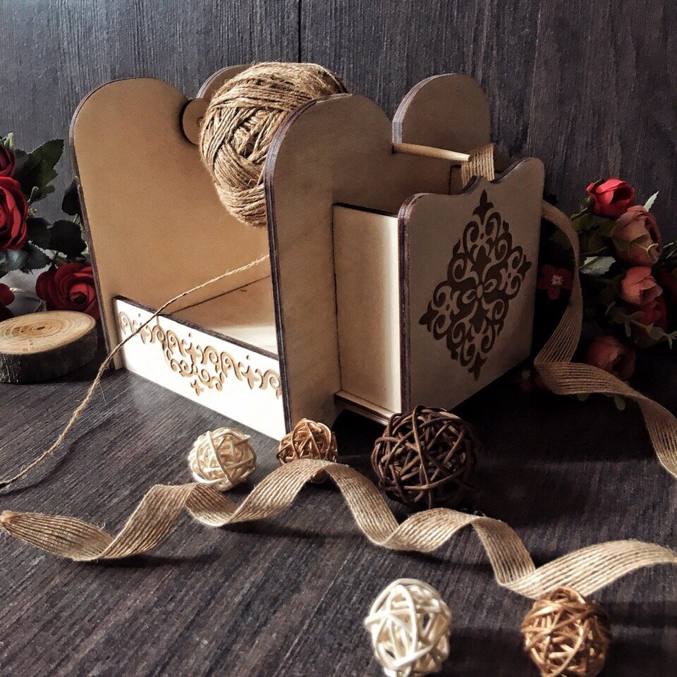 Intra απο ξύλο plywood 3mm-4mm πάχος - Θήκη νήματος Οργανωτής νημάτων Νήματα Caddy Δίασταση 30x30 cm Intraeaxys-075yl5ko