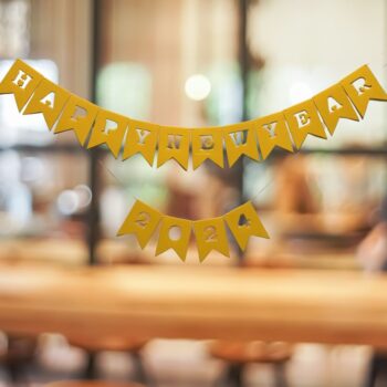 Intra απο ξύλο plywood 3mm-4mm πάχος - Ευτυχισμένο το νέο έτος Bunting Banner Δίασταση 30x30 cm Intraeaxys-zo9yqww7 - Image 1