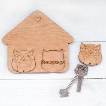 Intra απο ξύλο plywood 3mm-4mm πάχος - Κουκουβάγια Διακόσμηση τοίχου για κλειδί Δίασταση 30x30 cm Intraeaxys-p7ymq9r7 - Image 1