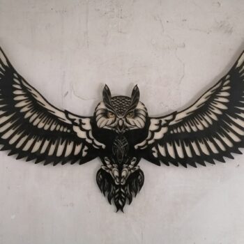 Intra απο ξύλο plywood 3mm-4mm πάχος - Διακόσμηση τοίχου Flying Owl Δίασταση 30x30 cm Intraeaxys-51rrgmv1 - Image 1