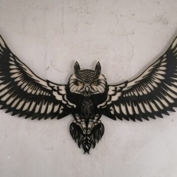 Intra απο ξύλο plywood 3mm-4mm πάχος - Διακόσμηση τοίχου Flying Owl Δίασταση 30x30 cm Intraeaxys-qommq5ro - Image 1