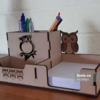 Intra απο ξύλο plywood 3mm-4mm πάχος - Owl Desk Organizer Αρχείο PDF 3mm Δίασταση 30x30 cm Intraeaxys-r1z255p1 - Image 1