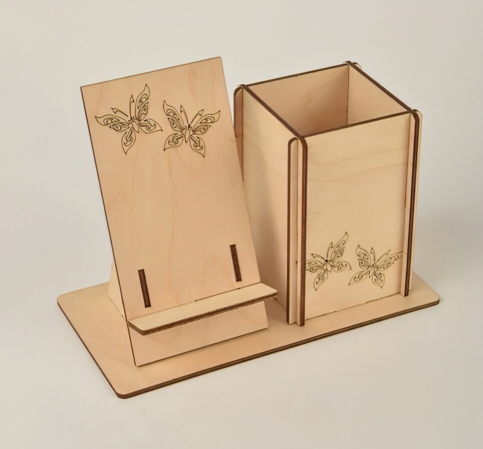 Intra απο ξύλο plywood 3mm-4mm πάχος - Βάση τηλεφώνου και στυλό Δίασταση 30x30 cm Intraeaxys-67wl58m1