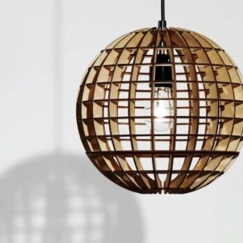 Intra απο ξύλο plywood 3mm-4mm πάχος - Μπαλάκι Ξύλινο Κρεμαστό Φωτιστικό Δίασταση 30x30 cm Intraeaxys-r7vm0m27 - Image 1