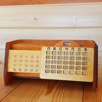 Intra απο ξύλο plywood 3mm-4mm πάχος - Organizer γραφείου Wood Perpetual Calendar Storage Box Δίασταση 30x30 cm Intraeaxys-lopq9457 - Image 1