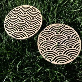 Intra απο ξύλο plywood 3mm-4mm πάχος - Ξύλινα Trivets Seigaiha Δίασταση 30x30 cm Intraeaxys-eox89mx1 - Image 1