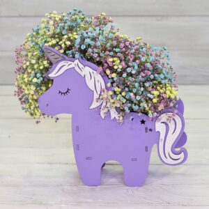 Intra απο ξύλο plywood 3mm-4mm πάχος - Unicorn Flower Pot Planter Unicorn Gifts Δίασταση 30x30 cm Intraeaxys-r7vmrx27