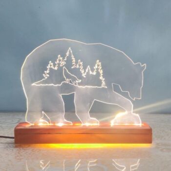 Intra απο ξύλο plywood 3mm-4mm πάχος - Bear Ακρυλικό Φωτιστικό γραφείου Δίασταση 20x20 cm Intraeaxys-pok32zd7 - Image 1