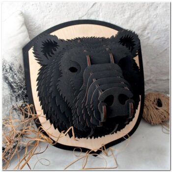 Intra απο ξύλο plywood 3mm-4mm πάχος - Bear Head Animal Trophy Wall Art Δίασταση 30x30 cm Intraeaxys-r7vmy357 - Image 3