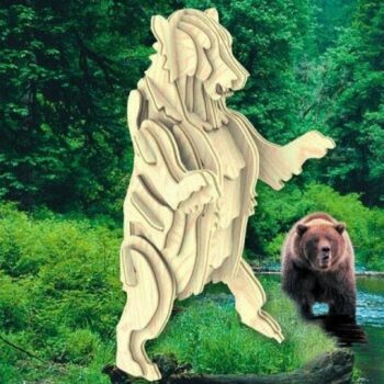 Intra απο ξύλο plywood 3mm-4mm πάχος - Grizzly Bear 3D Ξύλινο παζλ Δίασταση 30x30 cm Intraeaxys-91jd8051 - Image 1