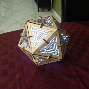 Intra απο ξύλο plywood 3mm-4mm πάχος - Λαμπτήρας Εικοσάεδρου Δίασταση 30x30 cm Intraeaxys-078y384o - Image 3