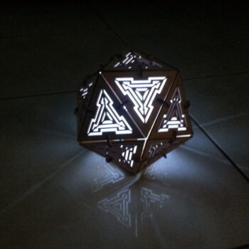 Intra απο ξύλο plywood 3mm-4mm πάχος - Λαμπτήρας Εικοσάεδρου 3mm Δίασταση 30x30 cm Intraeaxys-6o3ypxp7 - Image 3