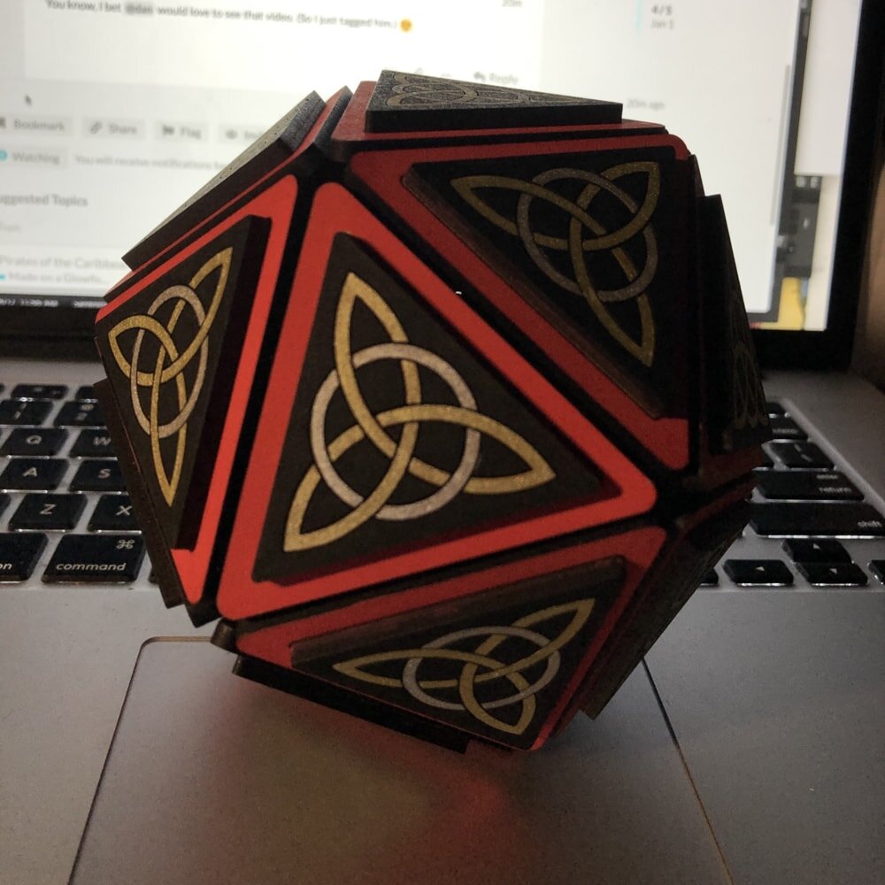 Intra απο ξύλο plywood 3mm-4mm πάχος - Icosahedron 3D Puzzle Δίασταση 30x30 cm Intraeaxys-pok323k7