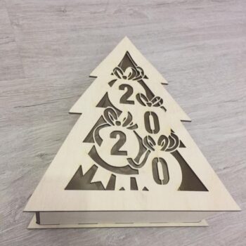 Intra απο ξύλο plywood 3mm-4mm πάχος - Πρωτοχρονιάτικο χριστουγεννιάτικο δέντρο σε σχήμα κουτί Δίασταση 30x30 cm Intraeaxys-51rrxkv1 - Image 1