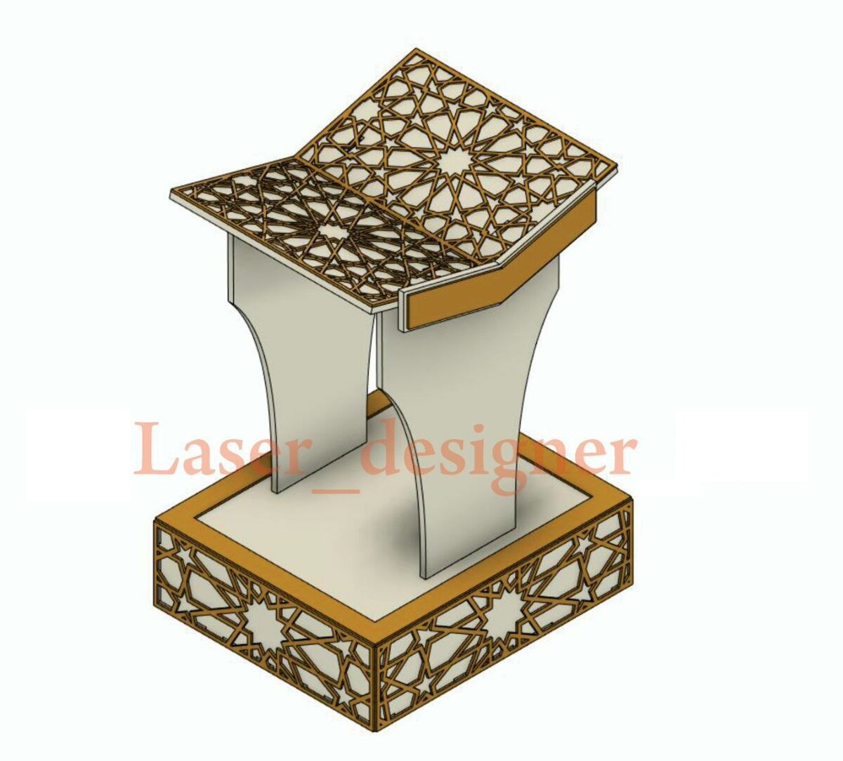 Intra απο ξύλο plywood 3mm-4mm πάχος - Ξύλινη διακοσμητική βάση Ιερού Κορανίου Rehal Δίασταση 30x30 cm Intraeaxys-078y2mmo