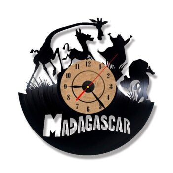 Intra απο ξύλο plywood 3mm-4mm πάχος - Ρολόι τοίχου δίσκων βινυλίου με θέμα Μαδαγασκάρη Δίασταση 30x30 cm Intraeaxys-eo0ql031 - Image 3