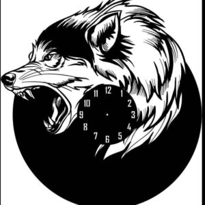 Intra απο ξύλο plywood 3mm-4mm πάχος - Ρολόι τοίχου σε σχήμα λύκου Δίασταση 30x30 cm Intraeaxys-p7ym9zr7